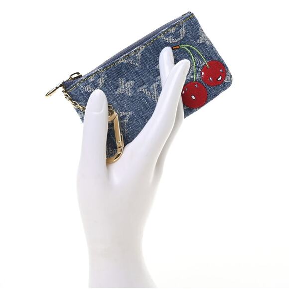 Louis Vuitton Denim Key Pouch Cherry LV X TM Murakami Monogram Cerises Bag Rare - Picture 14 of 14